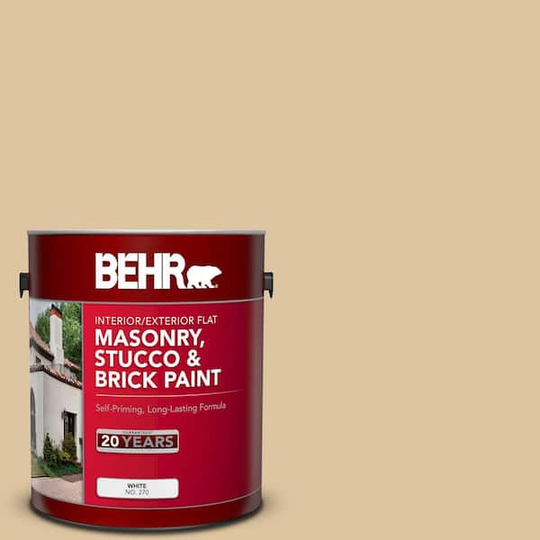 BEHR 1 gal. #320E-3 Riviera Sand Flat Interior/Exterior Masonry, Stucco and Brick Paint