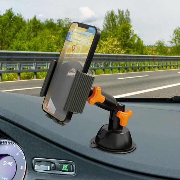 Armor All Adjustable Phone Mount with Suction Cup, Easy Dashboard Fit, Adjustable, Black