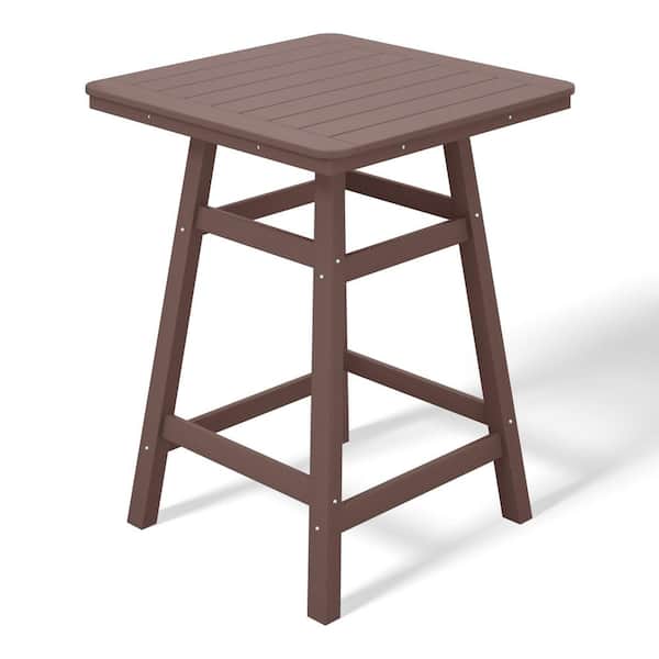 WESTIN OUTDOOR Laguna 30 in. Square HDPE Plastic Counter Height Outdoor Dining High Top Bar Table in Dark Brown