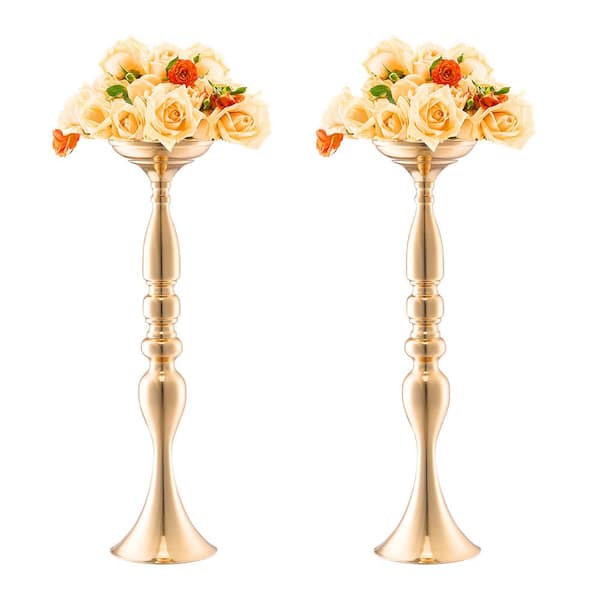 VEVOR 24-pieces 50 cm 19.7 in. Tall Wedding Flower Vase Metal Wedding Centerpiece Gold Floral Arrangement Rack Steel Round