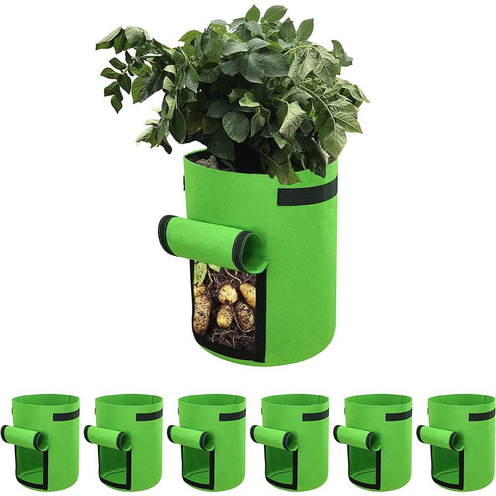 Delxo 5 Pack 10 Gallon Potato Grow Bags, Vegetable Grow Bag with
