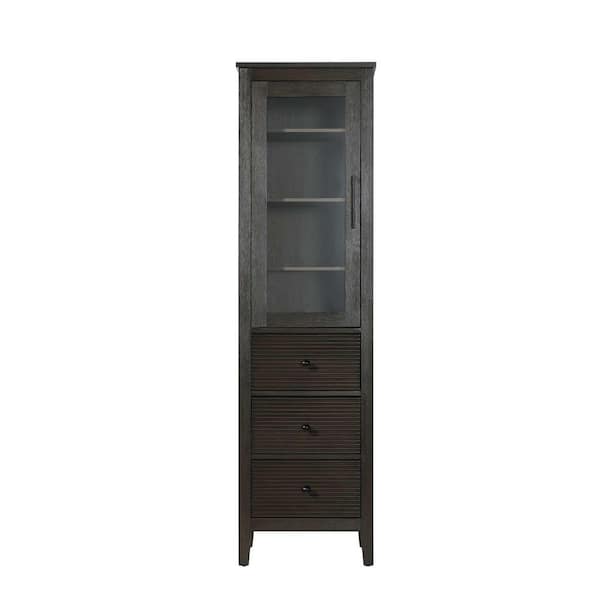 20 in. W x 18 in. D x 72 in. H Brown Freestanding Linen Cabinet