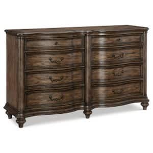 Brown and Bronze 8-Drawer 68 in. Wide Dresser Without Mirror