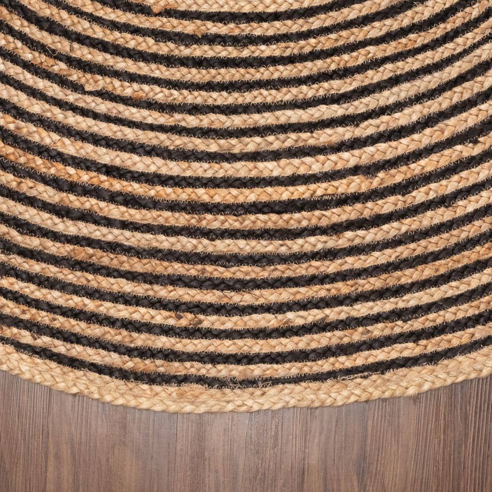 Handmade Black Braided Jute 10' Round Area Rug