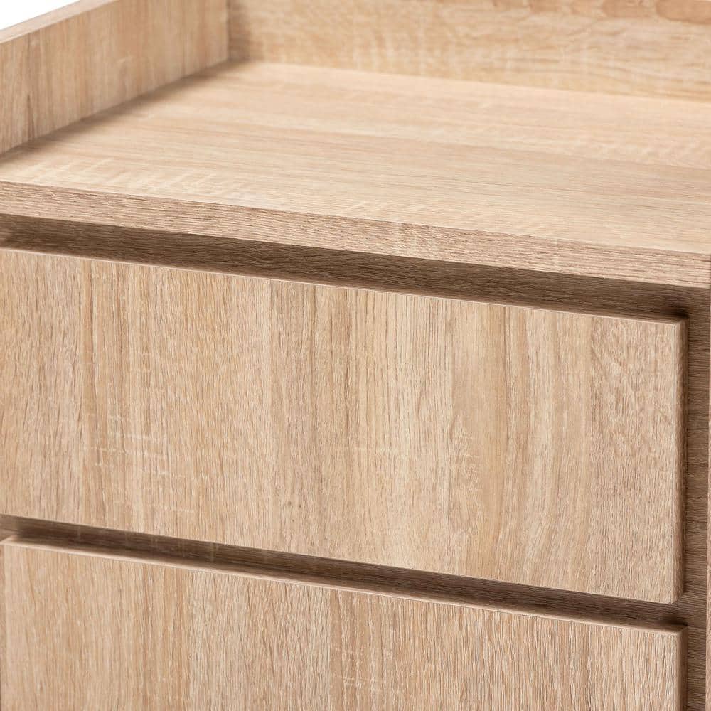 Hale Oak Brown 2-Drawer Modern Nightstand