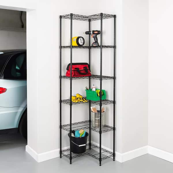 Honey Can Do Steel 20 in. W x 72 in. H x 10 in. D 6-Tier L Corner