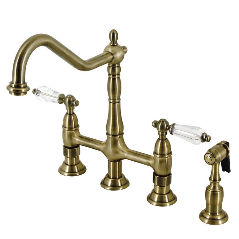 Antique Brass Kingston Brass Bridge Kitchen Faucets Hks1273wllbs 64 1000 