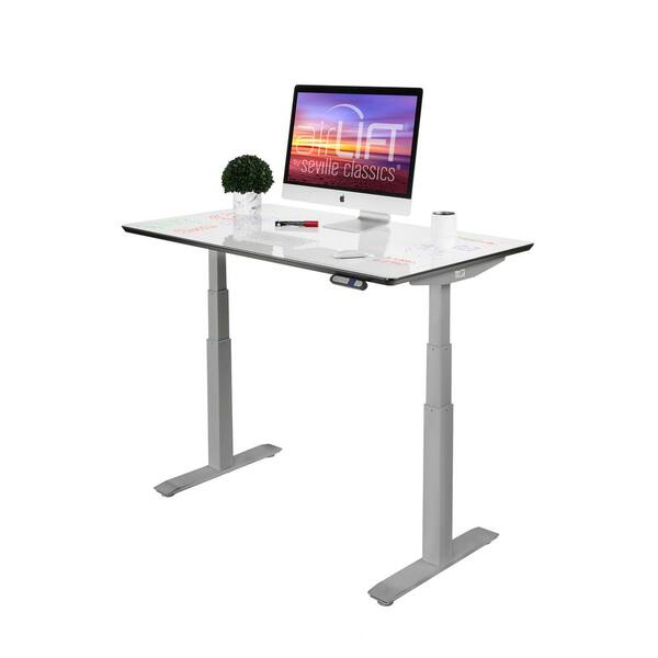 Seville Classics airLIFT 54 in. Rectangular White/Gray Standing Desks with Adjustable Height