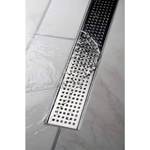 Designline 32 in. Stainless Steel Linear Shower Drain with Square Pattern Drain Cover