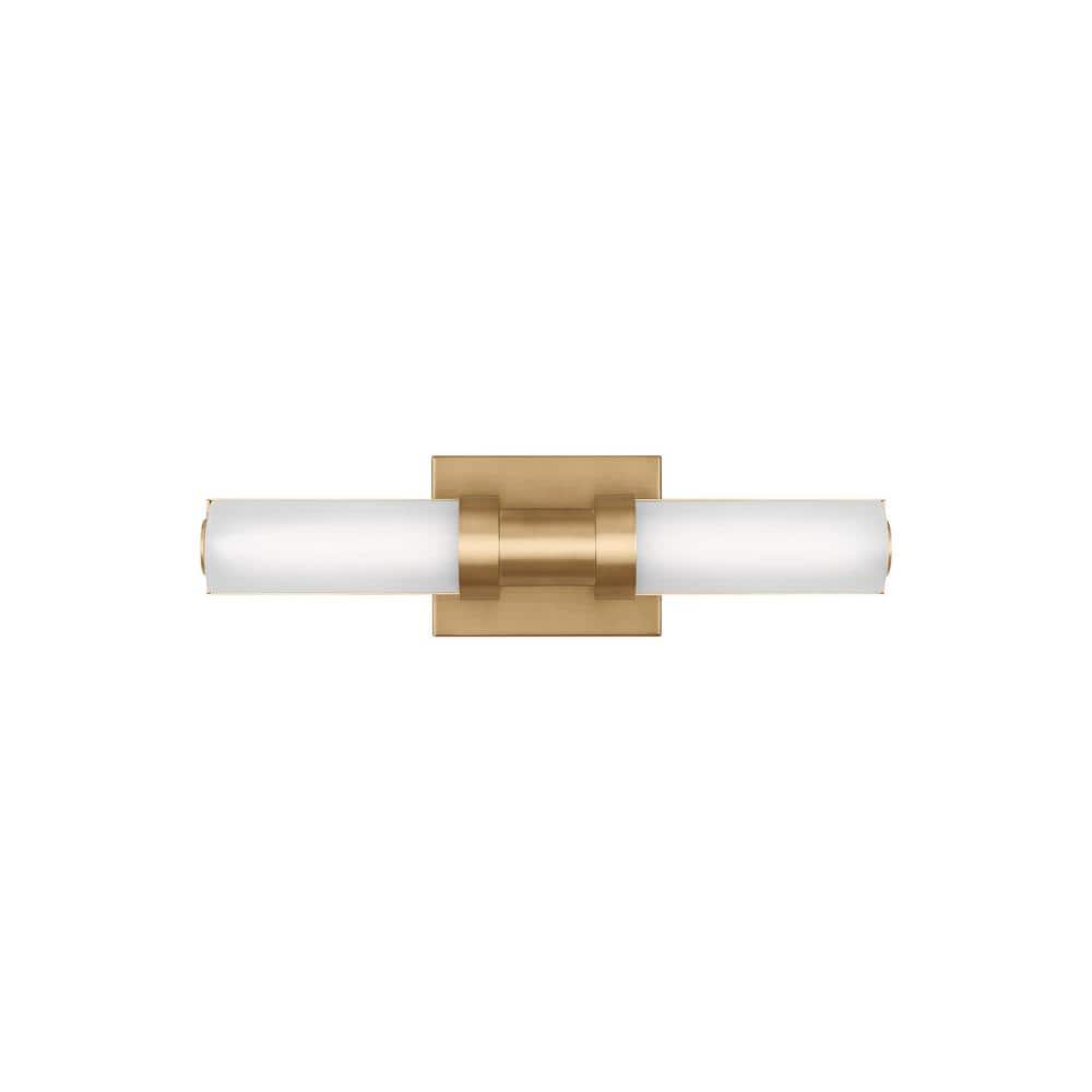 Satin Brass and Arctic Glass Dimmable LED Vanity Light
