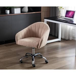 Youth/Kids Camel Brown Linen Fabric Swivel Adjustable Height Office Task Shell Computer Chair with Arms