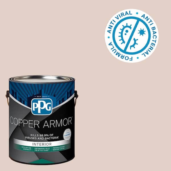 COPPER ARMOR 1 gal. PPG1073-3 Pale Taupe Semi-Gloss Antiviral and Antibacterial Interior Paint with Primer