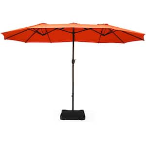 15 ft. Outdoor Patio Market Umbrella in Orange with Crank and Base