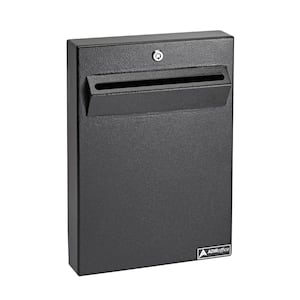 Large Wall Mounted Weatherproof Steel Drop Box Mailbox, Black