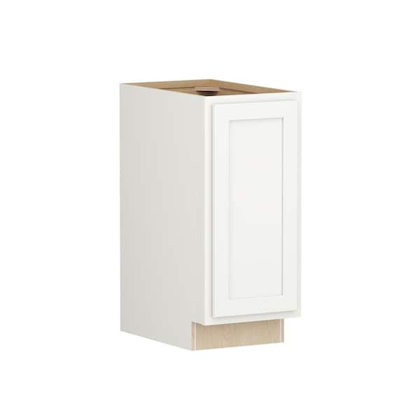 SIMPLY WOODMARK PRO Shaker Partial Overlay 15 in W x 24 in D x 34.5 in H Plywood Assembled Full Height Base Kitchen Cabinet in Linen White