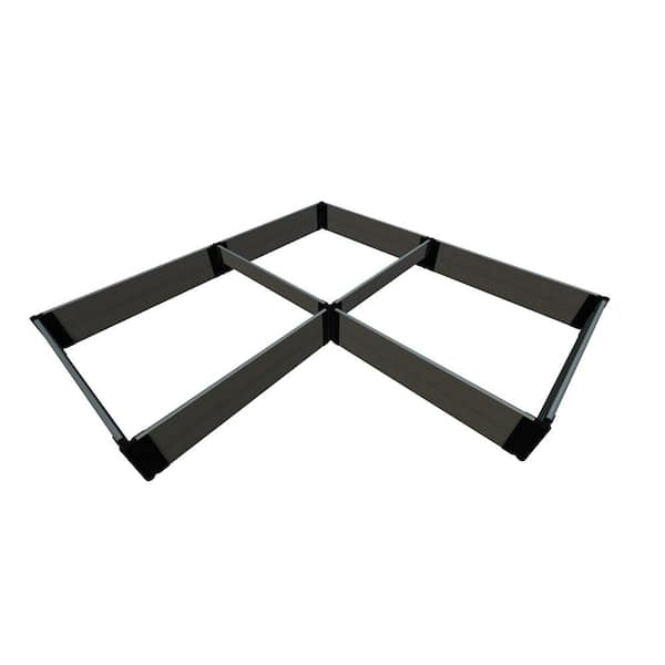 Frame It All Tool-Free Weathered Wood Arrowhead - 8 ft. x 8 ft. x 11 in. Composite Straight Corner Raised Garden Bed - 1 in. Profile