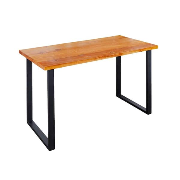 Solid Wood Office Desk with Industrial Pipe Legs, Sunset Cedar