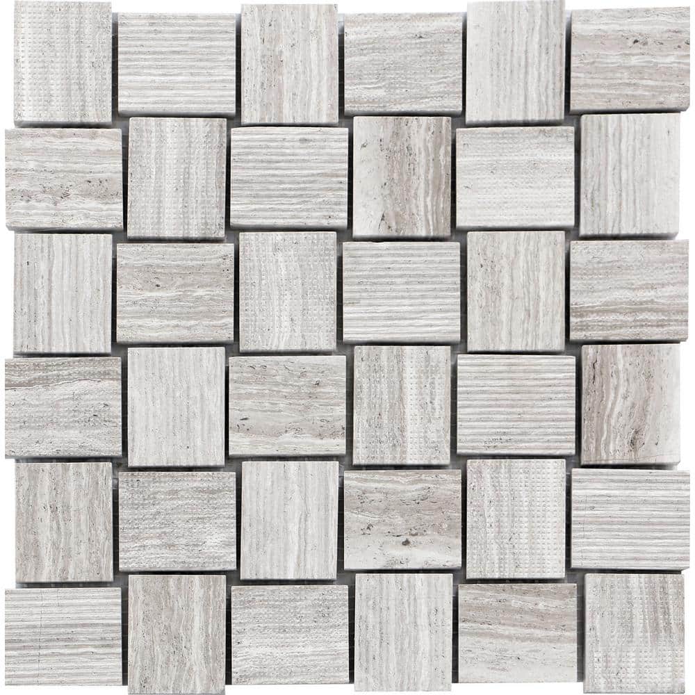 Wooden Beige 4 in. x 5 in. Polished and Etched Marble Mosaic Floor and Wall Tile Sample (0.13 sq. ft./Piece) price history on PriceWatchPro