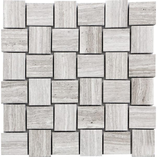 Apollo Tile Wooden Beige 4 in. x 5 in. Polished and Etched Marble Mosaic Floor and Wall Tile Sample (0.13 sq. ft./Piece)