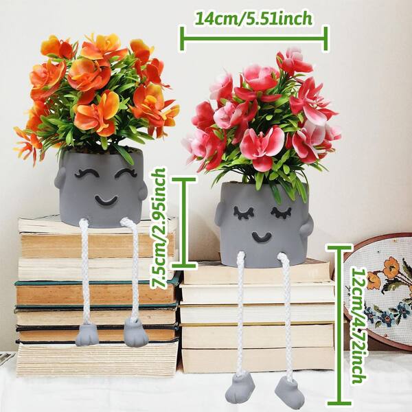 Afoxsos 4.7 in. Artificial Plant Decor Indoor Outdoor Red Orange
