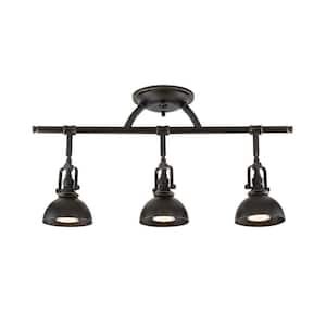 Broadway 50-Watt 3-Light Bronze Industrial Track Light with Oil Rubbed Bronze Shade, No Bulb Included