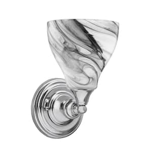 Fulton 1-Light Chrome Wall Sconce, 6.25 in. Onyx Swirl Glass