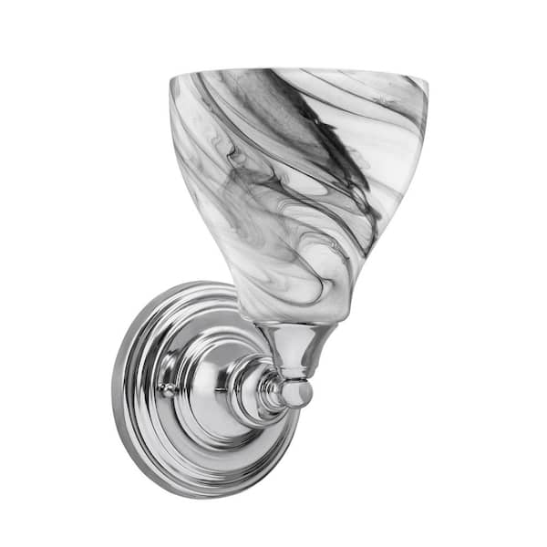 Unbranded Fulton 1-Light Chrome Wall Sconce, 6.25 in. Onyx Swirl Glass