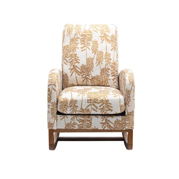 MOJAY Yellow Leaf Polyester Fabric Rocking Chair Living Room Chair