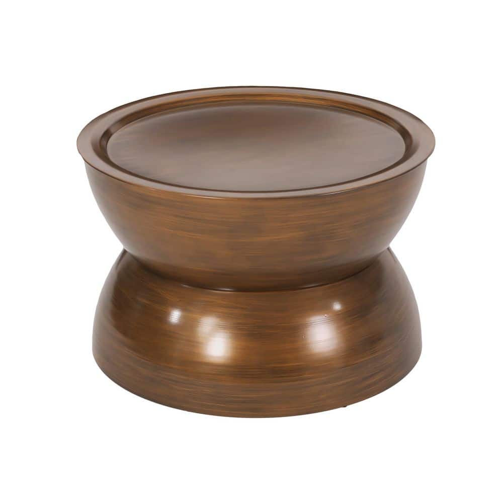 Manville Round Brushed Antique Bronze Metal Coffee Table
