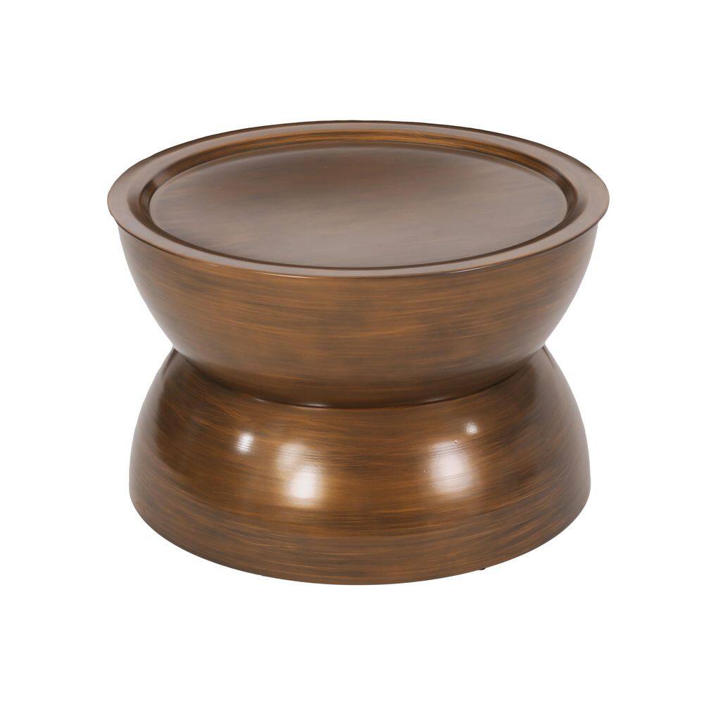 Manville Round Brushed Antique Bronze Metal Coffee Table