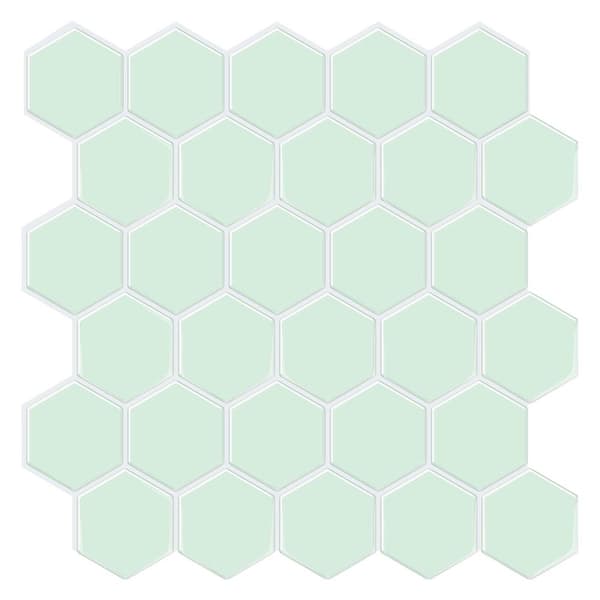 Tic Tac Tiles Thicker Hexagon Mint 12 in. x 12 in. PVC Peel and Stick Tile (8.5 sq. ft./10)