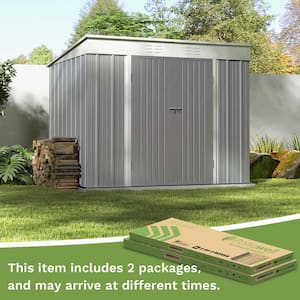 8 ft. W x 6 ft. D New Designed Outdoor Storage Gray Metal Shed with Sloping Roof and Double Lockable Door (42 sq. ft.)