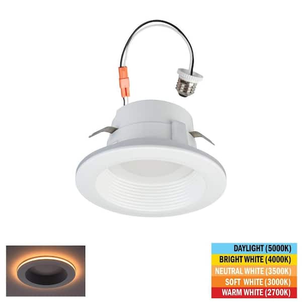 4 in. Adjustable CCT Retrofit Integrated LED Recessed Downlight Trim with Night Light 625LM Kitchen Lighting Dimmable