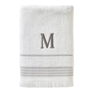 Casual Monogram Letter M Bath Towel, white, cotton