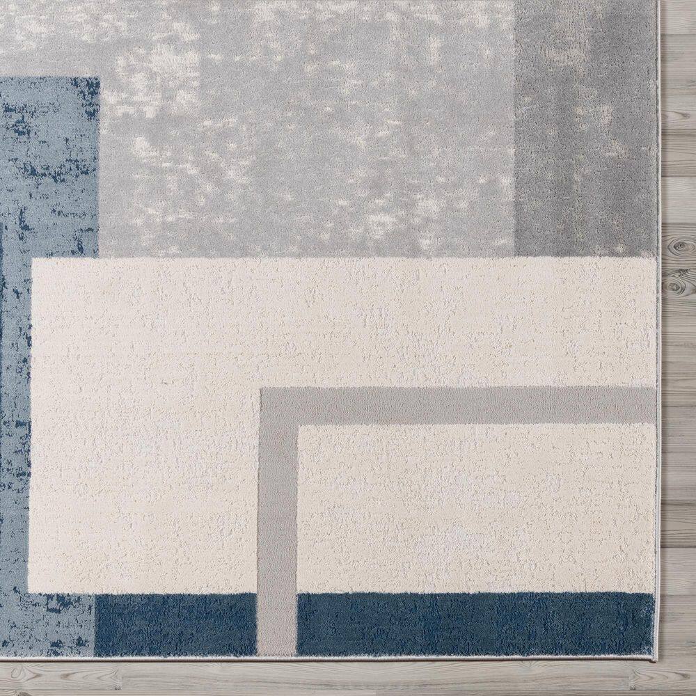 Ethan Blue and Gray Geometric Tufted 6' x 9' Area Rug