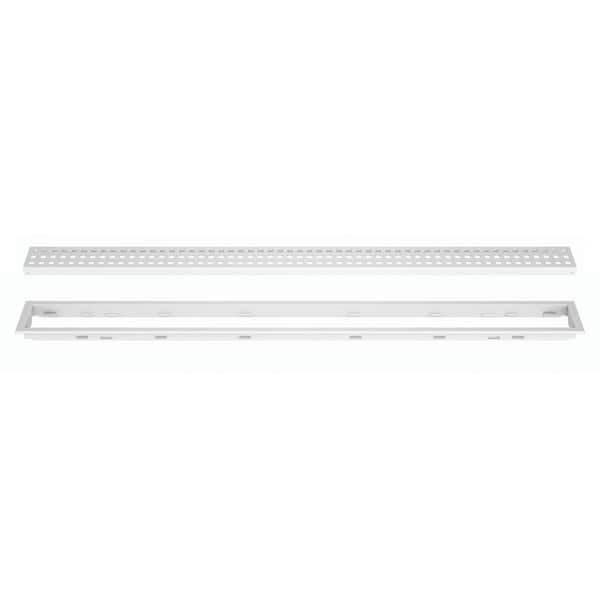 Schluter Kerdi-Line Matte White 39-3/8 in. Square Linear Drain Grate Assembly Floor Installation Kit for Accessory