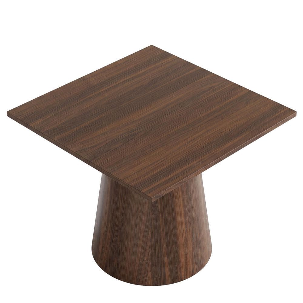 Mid-Century Modern 31.5 in. Square Wood Pedestal Dining Table Seats 2, Small Kitchen Table