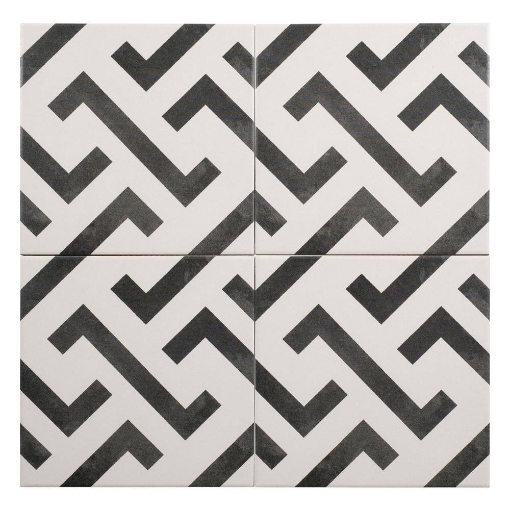 Janian Black and White Porcelain Mosaic Tile Sample