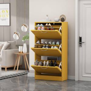 42.3 in. H x 22.4 in. W Yellow Wooden Shoes Storage Cabinet, with 3-Drawers for Entryway Hallway
