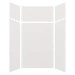 Expressions 48 in. x 48 in. x 96 in. 4-Piece Easy Up Adhesive Alcove Shower Wall Surround in Grey