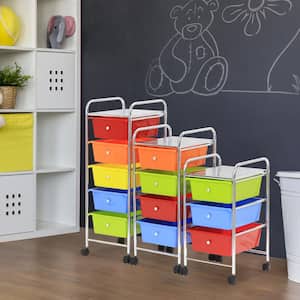 Wayar 4-Shelf Chrome 4-Wheeled 4-Drawer Trolley in Rainbow