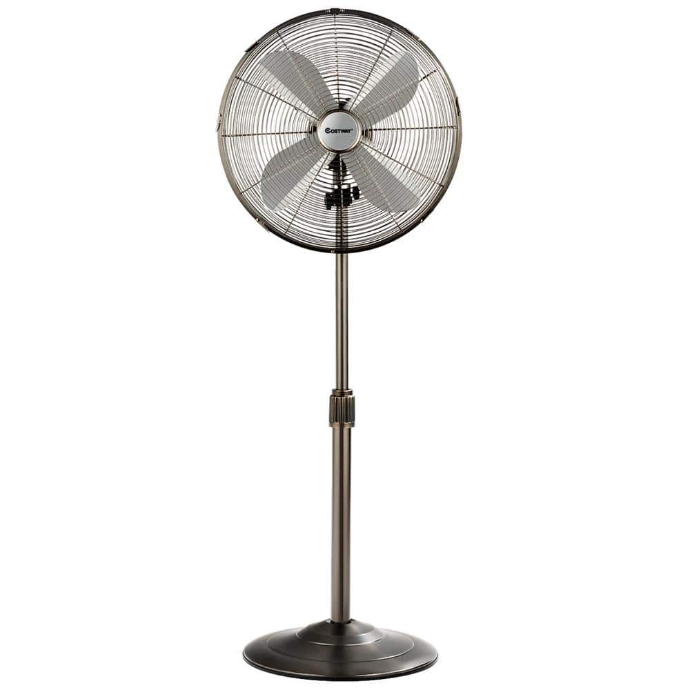 Costway Adjustable-Height 48.5 in. Metal Oscillating Pedestal Fan 3 Wind Speed with 4 Blades Black BXD4-A5WU1-MW Sansujyuku sansujyuku.com