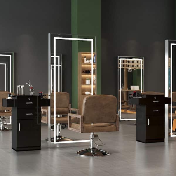 Karl home Beauty Black Salon Storage Cabinet for Hair Stylist