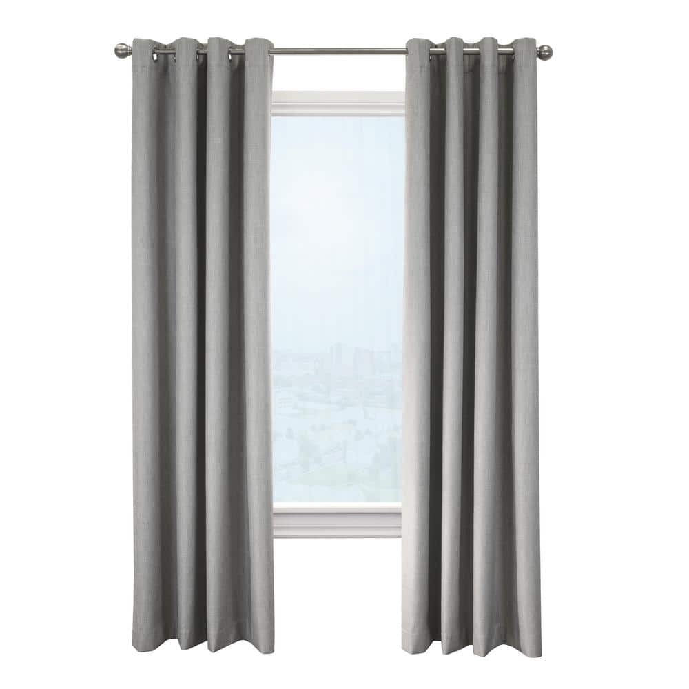 Newberry Greige Polyester Smooth 52 in. W x 84 in. L Grommet Indoor Blackou