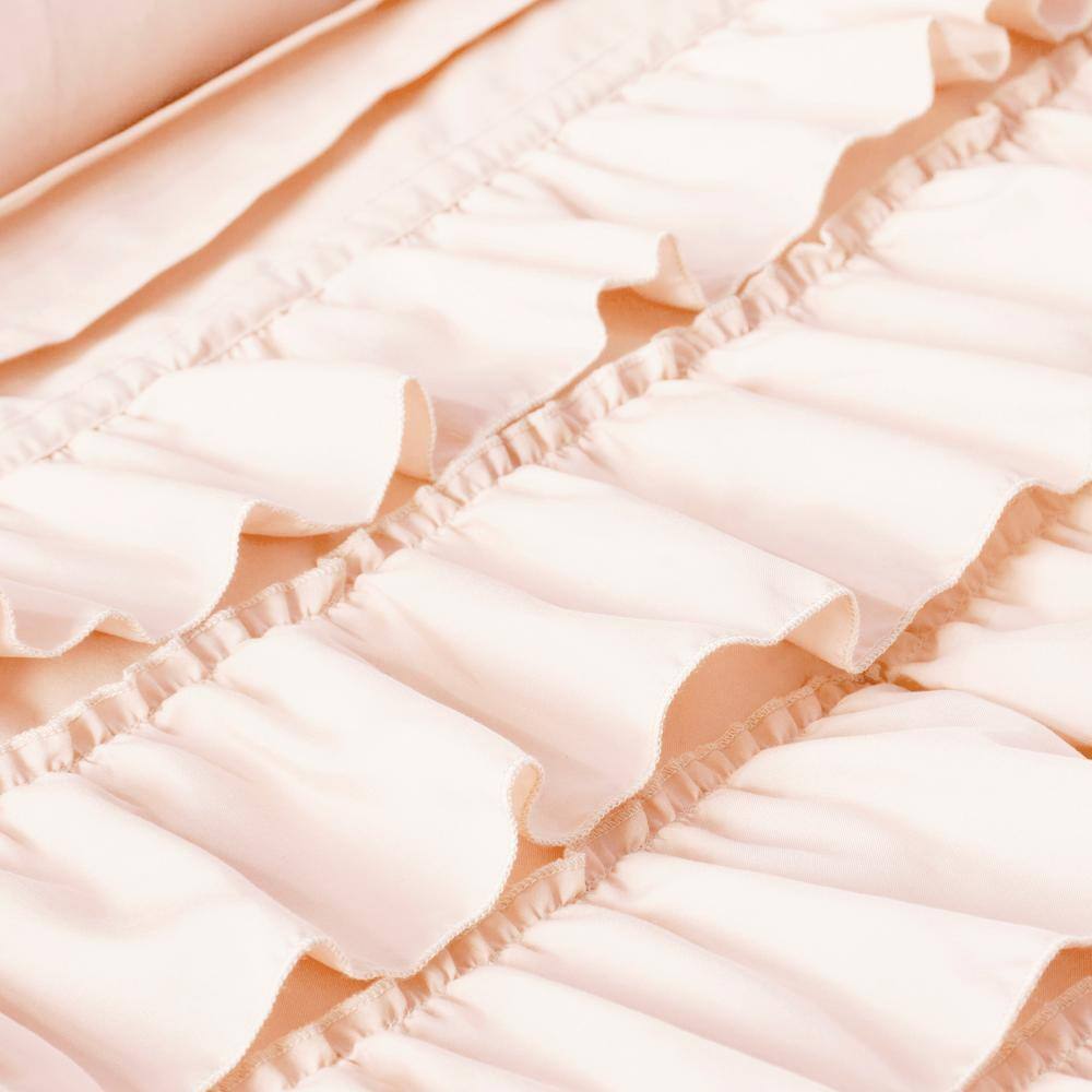 Blush Twin Reversible Microfiber Ruffled Comforter Set
