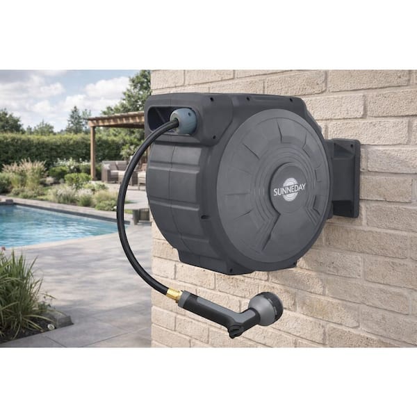 Sunneday 100ft Retractable Garden Hose Reel 5/8 with Slow Rewind