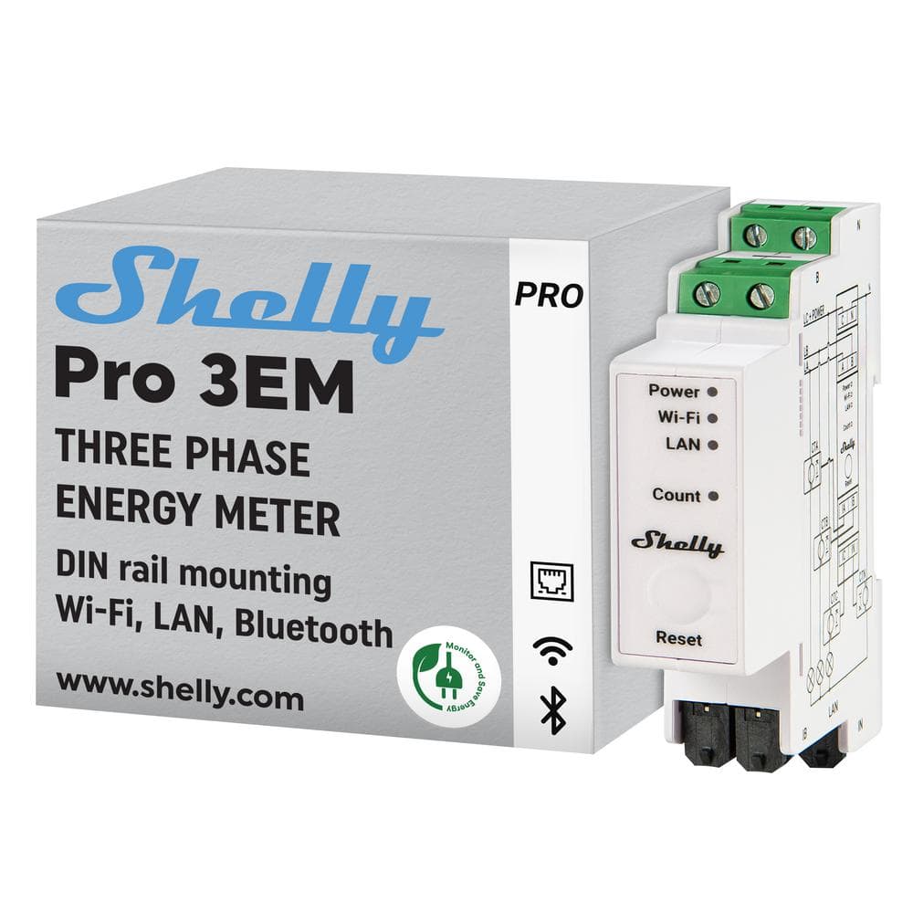 Shelly Pro 3EM (120A), WiFi and Bluetooth 3-Phase Smart Energy Meter, 2 ...