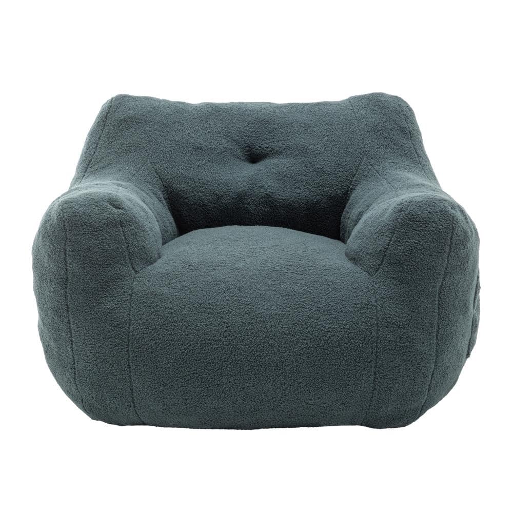 Light Green Teddy Bean Bag Chair with Armrests for Living Room Bedroom Reading - Giant 37" Lazy Sofa