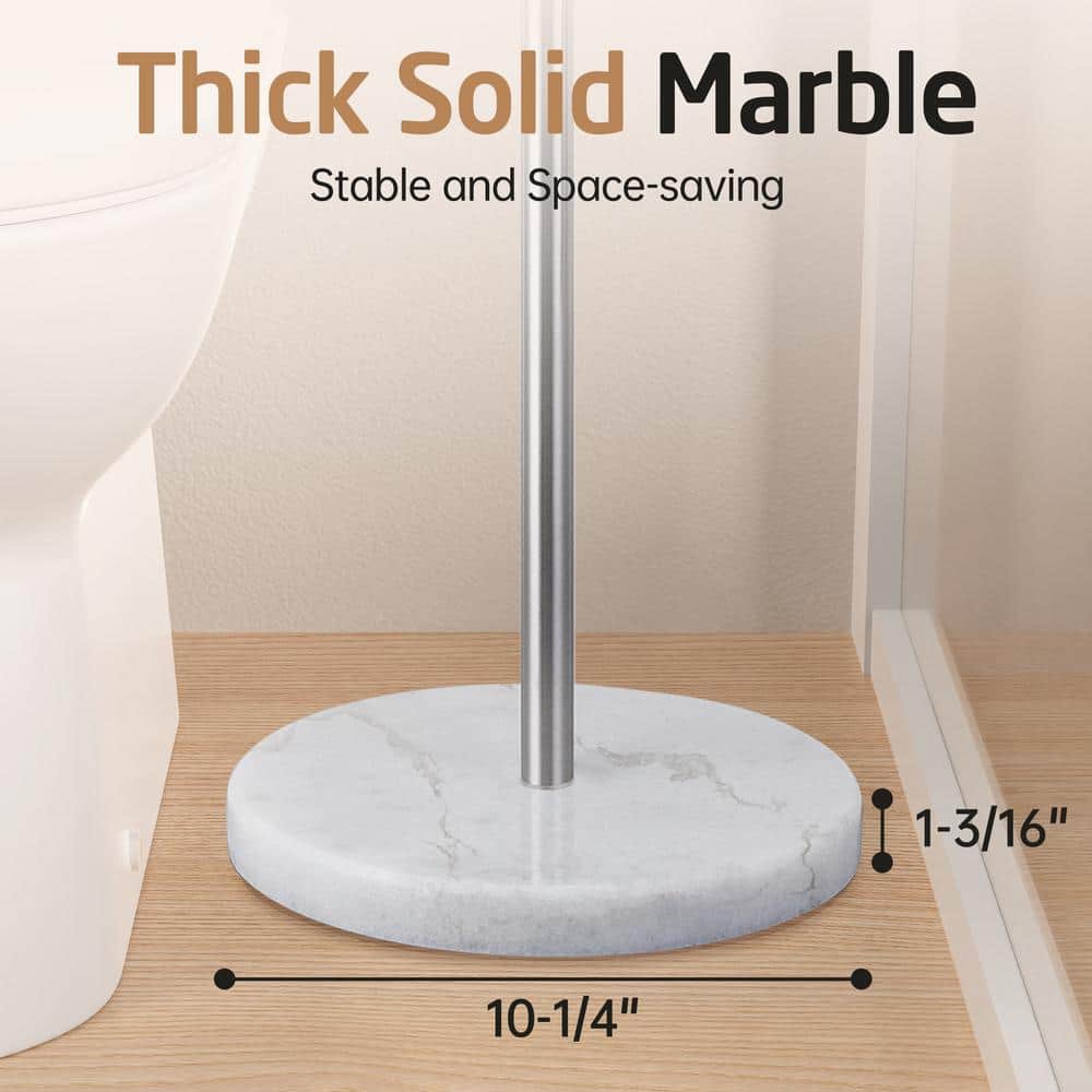 Brushed Steel Freestanding Towel Rack with Marble Base