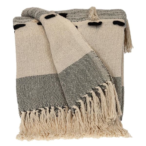 Transitional Vereigated Gray Rectangle 50 in. x 60 in. Throw Blanket